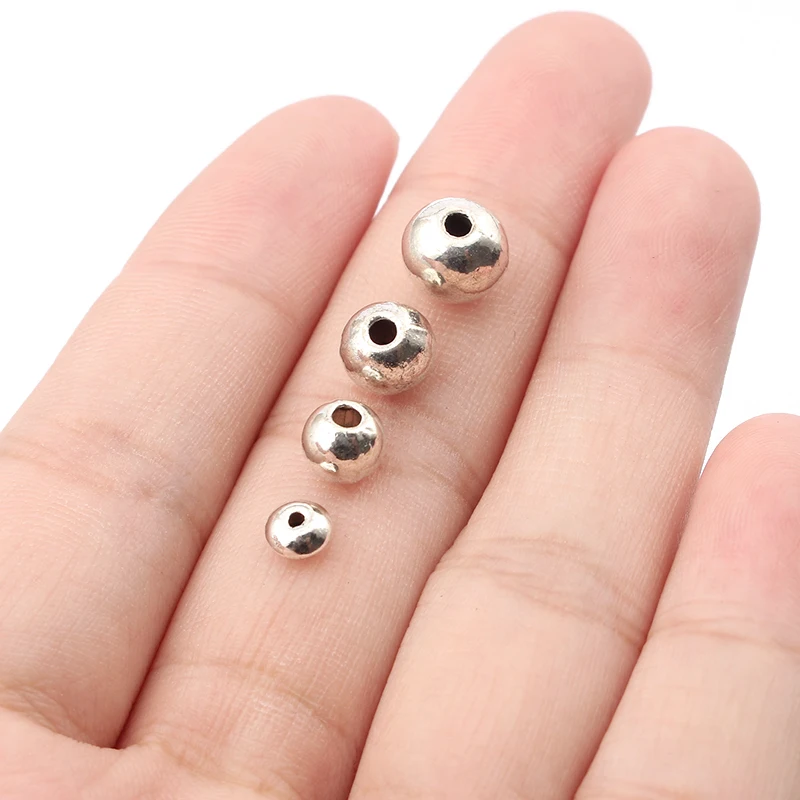 Круглые бусины из цинкового сплава 10-100 шт. шарики Гладкие с отверстием для