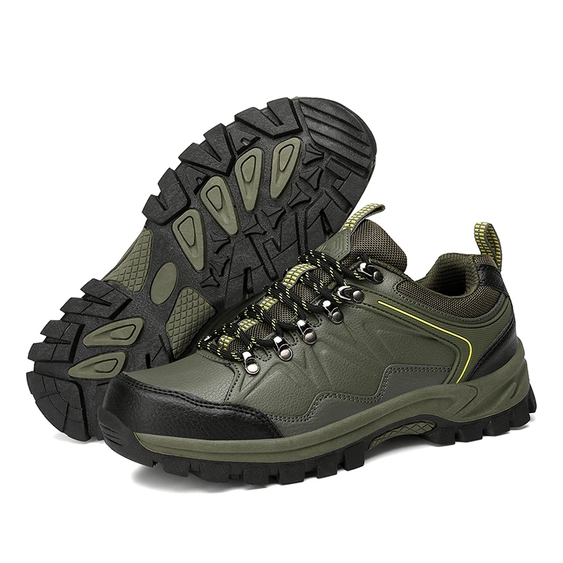 Leather Men Hiking Shoes Outdoor Trail Trekking Sneakers Men Non-slip Breathable Climbing Shoes Men Mountain Sports Shoes