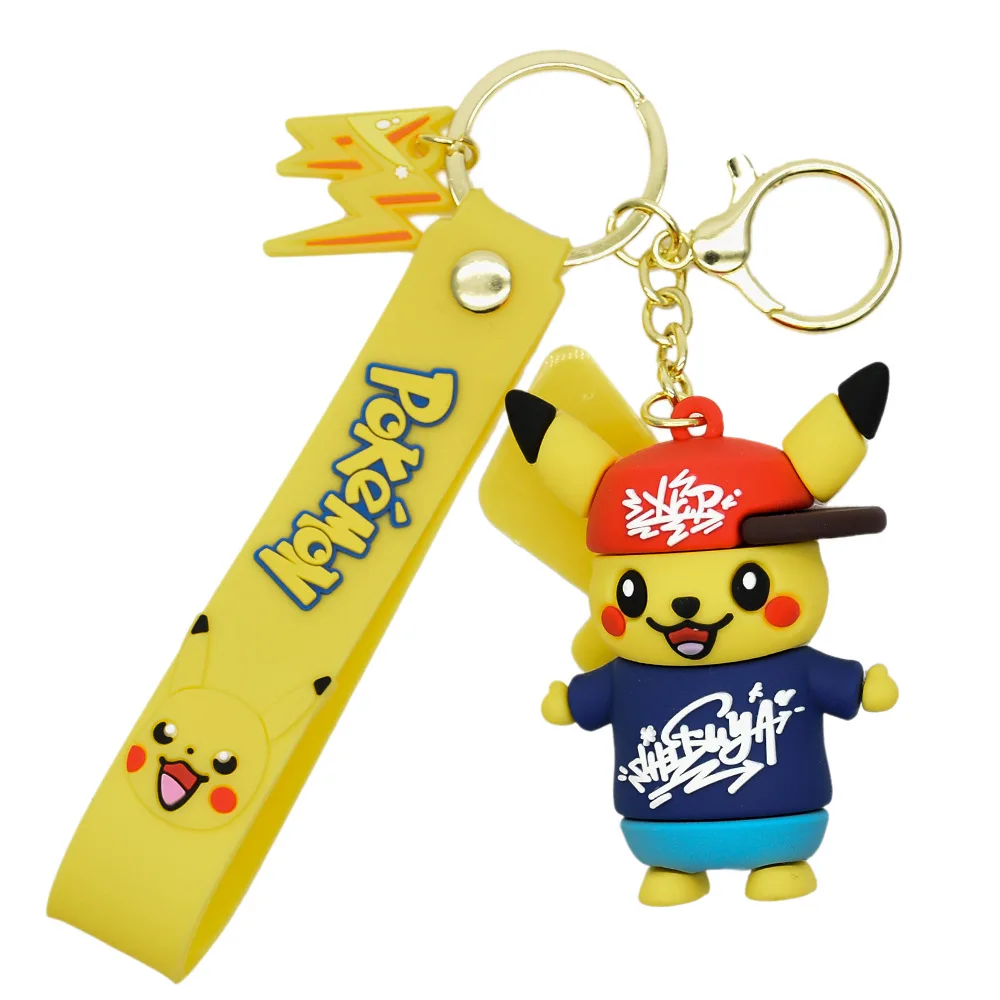 

New Magic Baby Second Generation Keychain Pendant PVC Cartoon Small Gift Gift Pikachu with Hat