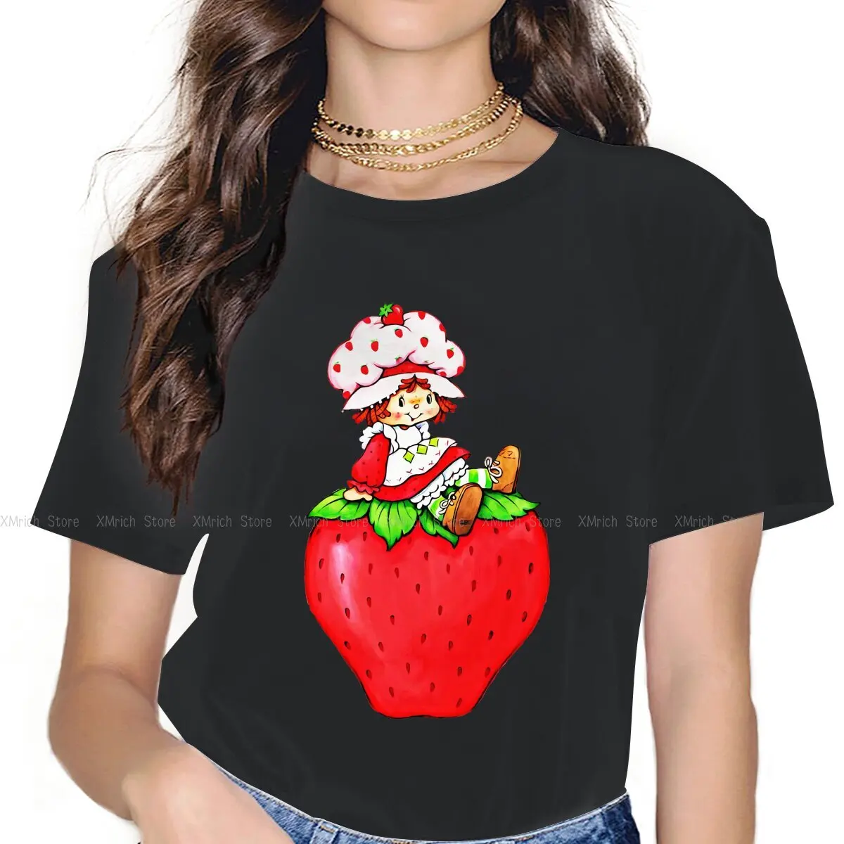 

Sit 80s Cartoon Classic Feminine Clothes Strawberry Shortcake TV Oversized T-shirt Goth Vintage Female Clothing