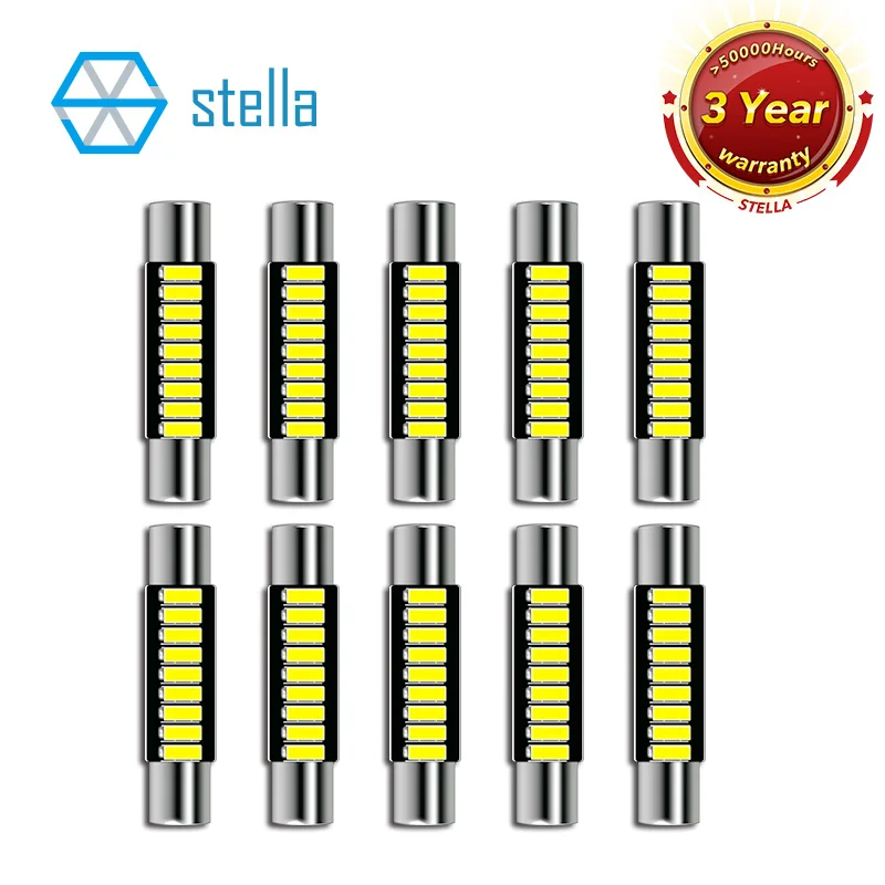 

Stella 10pcs Festoon LED C5W cambus Car light 29mm 31mm for car Bulb Interior Reading Light License Plate Lamp White Free Error