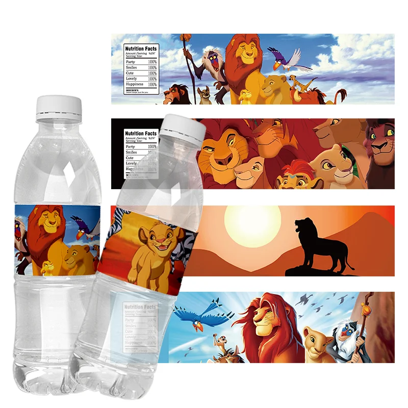 6pcs Personalized Lion King Baby Shower Water Bottle Labels 