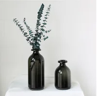 Black Vase Small Glass Indoor Modern Floor Vase Desk Minimalist Decor Office Accessories Luxury Wedding Jarrones Vases BG50VS