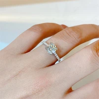 genuine 925 sterling silver fl 1 carat diamond ring for women anillos de diamond silver 925 jewelry anle wedding bands bizuteria