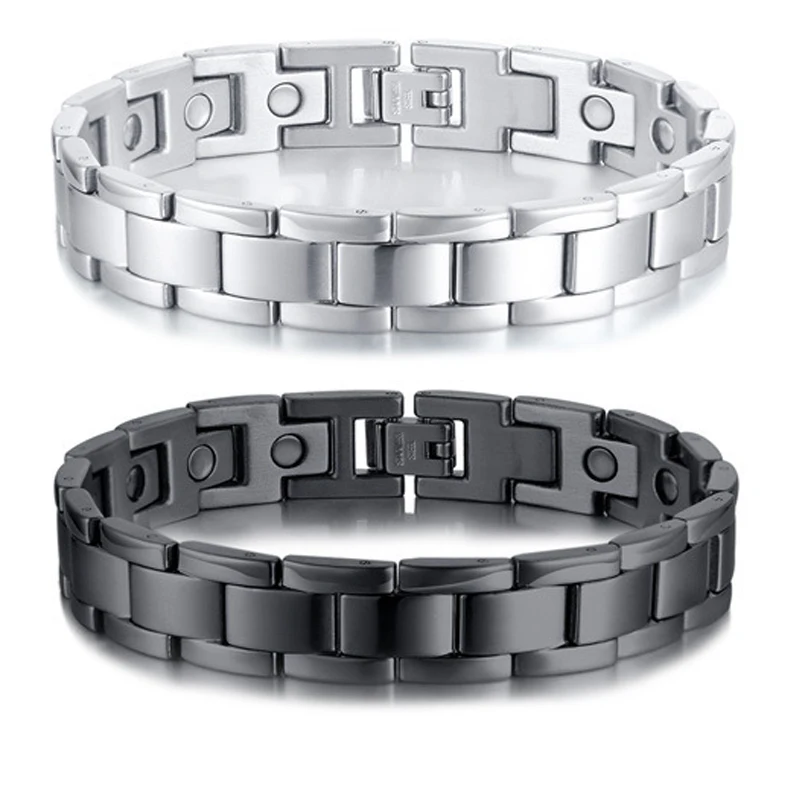 

Pure Magnetic Pain Relief Bracelet for Men Bio Energy Therapy Magnets Stainless Steel Link Chain Mens Jewelry