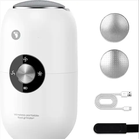 Перезаряжаемое средство для удаления мозолей на ногах для потрескавшихся и сухих пяток, с электрической пилочкой для педикюра и металлической шлифовальной головкой.