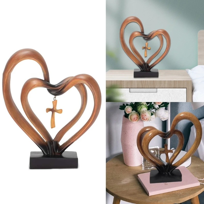 

Double Heart Sculpture Tabletop Decoration Wedding Anniversary Couple Gift DropShip
