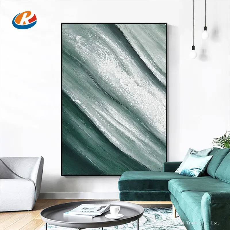 

Handmade Modern Abstract Oil Painting Green River On Canvas Living Room Restaurant Background Hanging Mural Wall Art Unframed