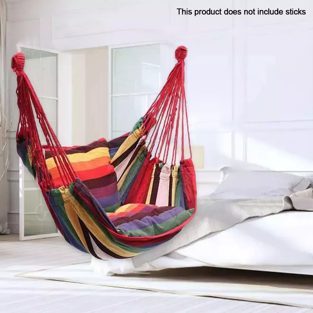 

Portable Hanging Hammock Indoor Home Bedroom Hammock Lazy Rope Chair Travel Outdoor Camping Swing Chair Thick Canvas Bed Hammock