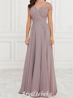 a line mother of the bride dress elegant v neck floor length chiffon lace sleeveless with pleats sequin