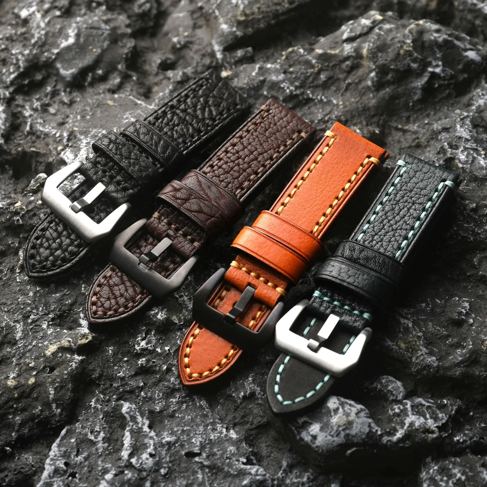 Винтажный Кожаный Ремешок Для Часов Мужчин Коричневый Черный Зеленый Из
