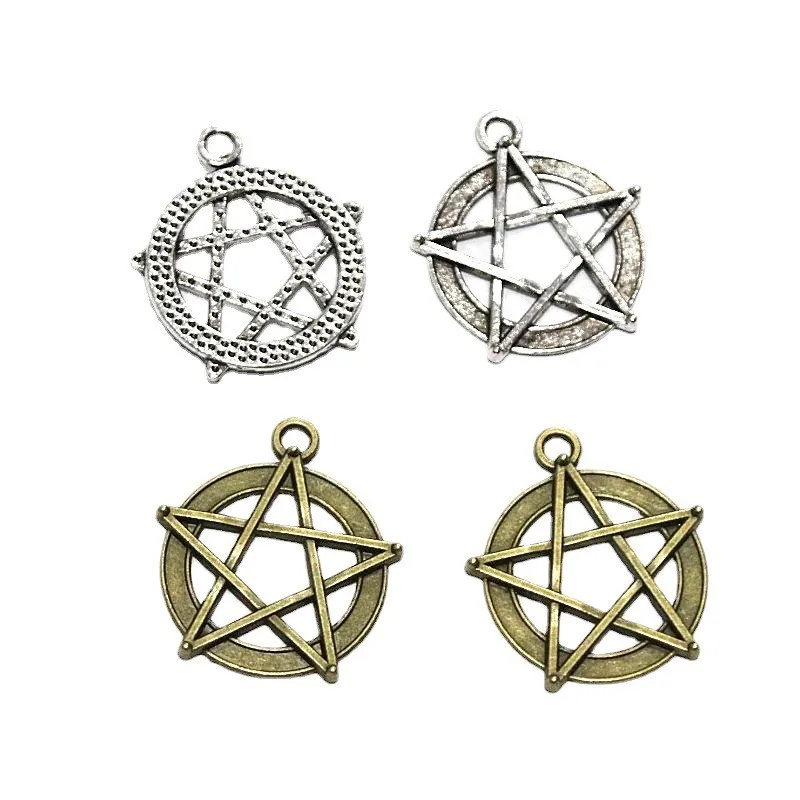 30Pcs 30.7*28MM Antique Silver Plated Bronze Color Star Charms Pendant DIY For Bracelet Necklace