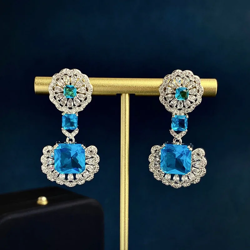

European and American Vintage Colorful Treasure Crystal Zircon Earrings