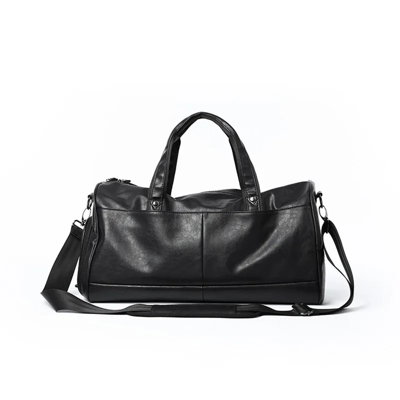 New Business Soft Leather Men's Travel Bag Large Capacity Duffel Bag Male Sports Fitness Gym Bag Texture Shoulder Crossbody Bag