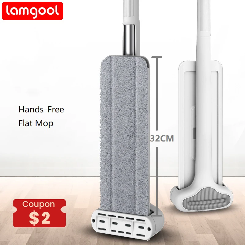 Швабра Lamgool с отжимом Magic Flat Hands Free для уборки дома пола мытья заменой накладок -