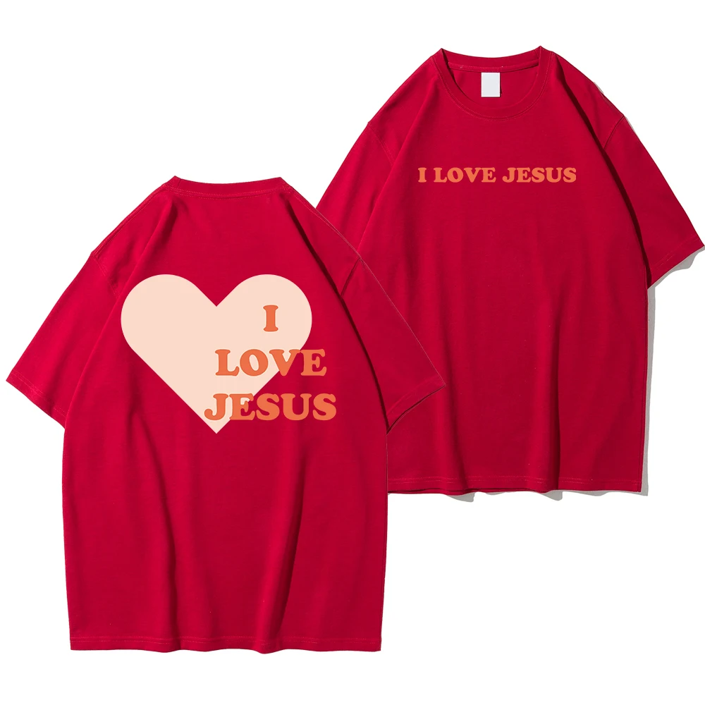 Футболка мужская с принтом «Я люблю Иисуса дает тебе свое сердце», хлопковая свободная дышащая футболка с коротким рукавом, в стиле оверсайз, лето