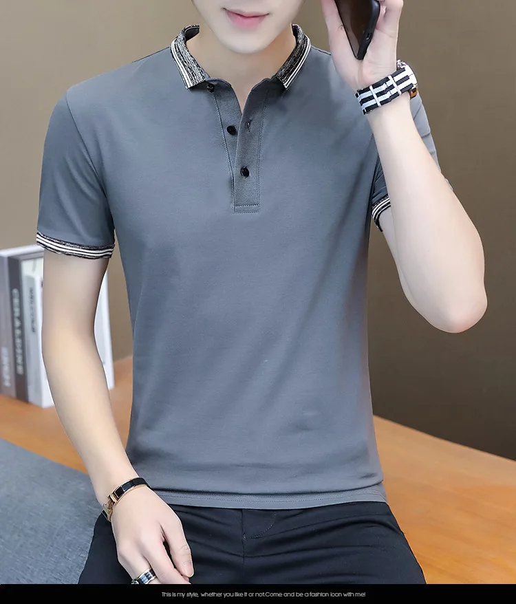 

2022 polo shirt solid color casual sports cotton t-shirt men's top high quality breathable comfortable light luxury short sleeve