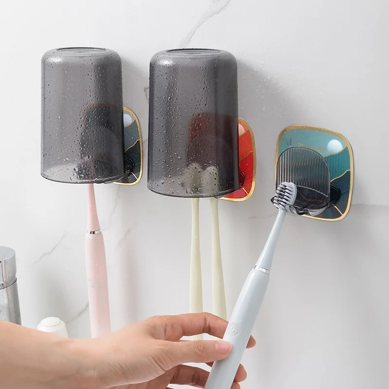 

Plastic Toothbrush Holder No punching Toothpaste Storage Rack Shaver Tooth Brush Dispenser Bathroom Organizer Accessories Tools