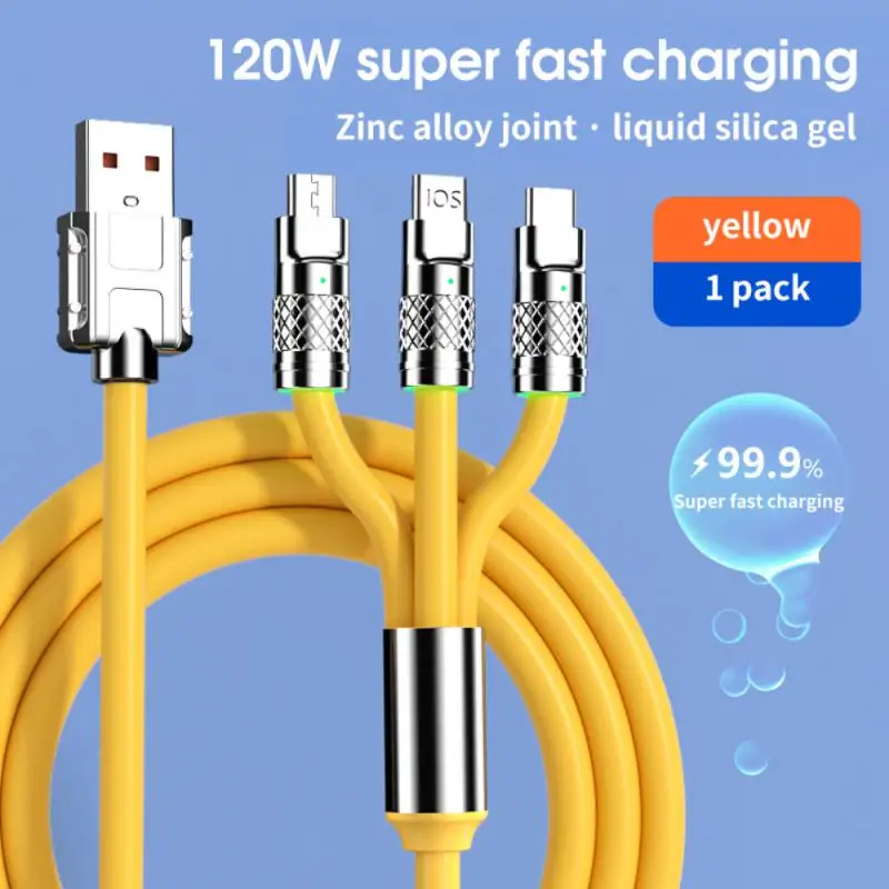 

120w Quick Charge Data Line Three-in-one Data Cable Usb C Data Cord For Xiaomi Huawei Samsung Usb Charger Cable Data Lines