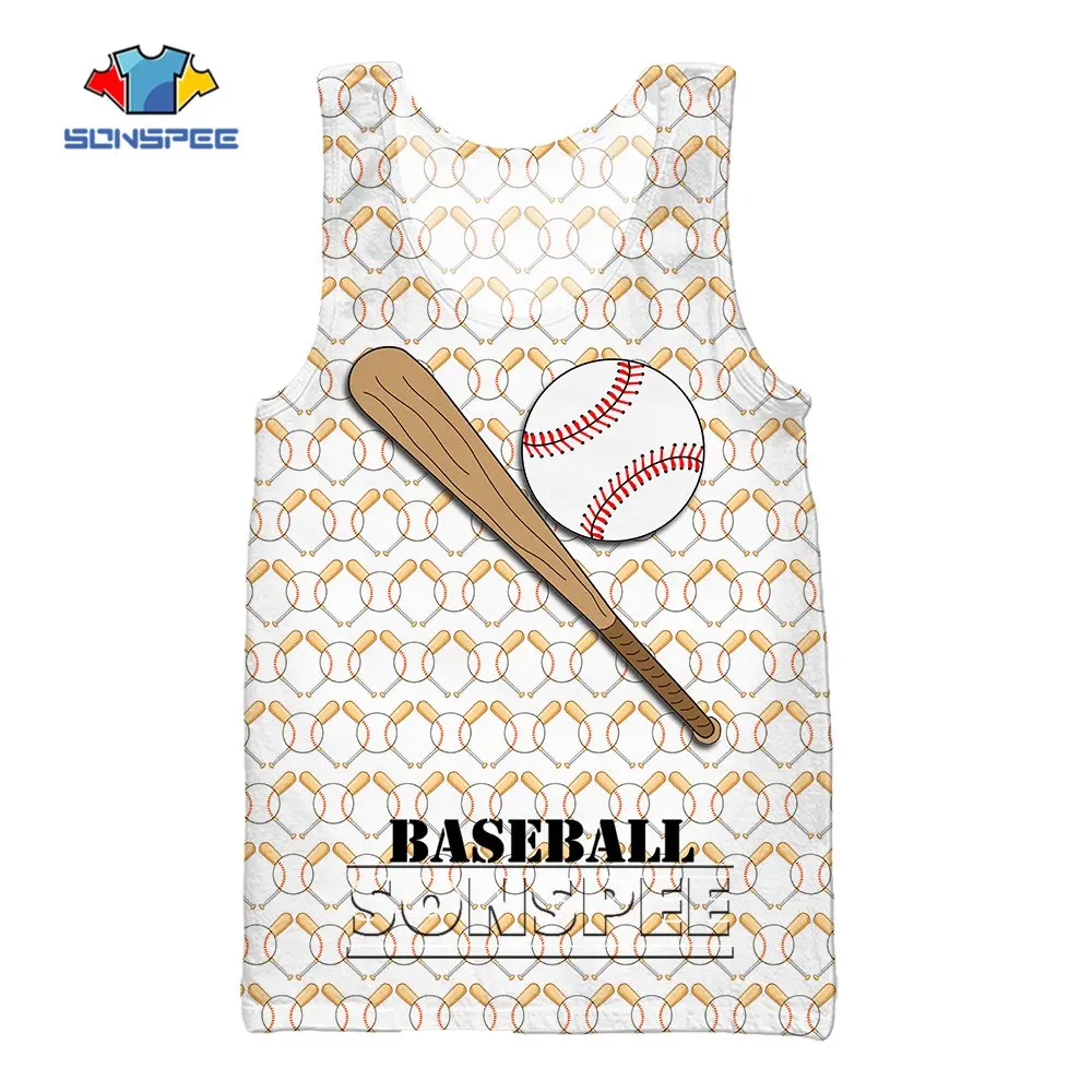 

SONSPEE Baseball Competitive Sports Youth School Game 3D Print Tank Tops Men Women Fashion Loose Gym Muscle Bodybuilding Singlet