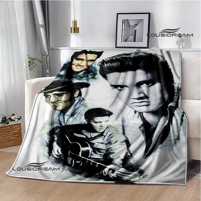 Фото Одеяло с принтом E-Elvis-Presley в стиле ретро, одеяла для кроватей, одеяла для пикника, фланцевое одеяло, мягкое и удобное одеяло, подарок на день рождения №2