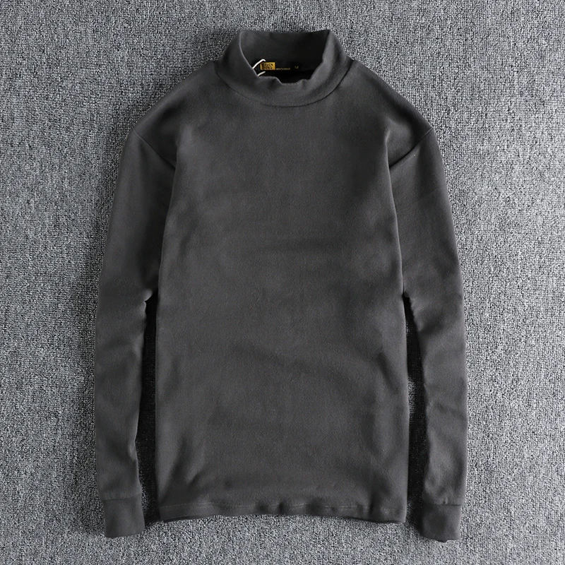 

Winter New Imported Double-sided Velvet T-shirt Men's Thickened Solid Color Turtleneck Long Sleeve Casual Couples Bottoming Tops