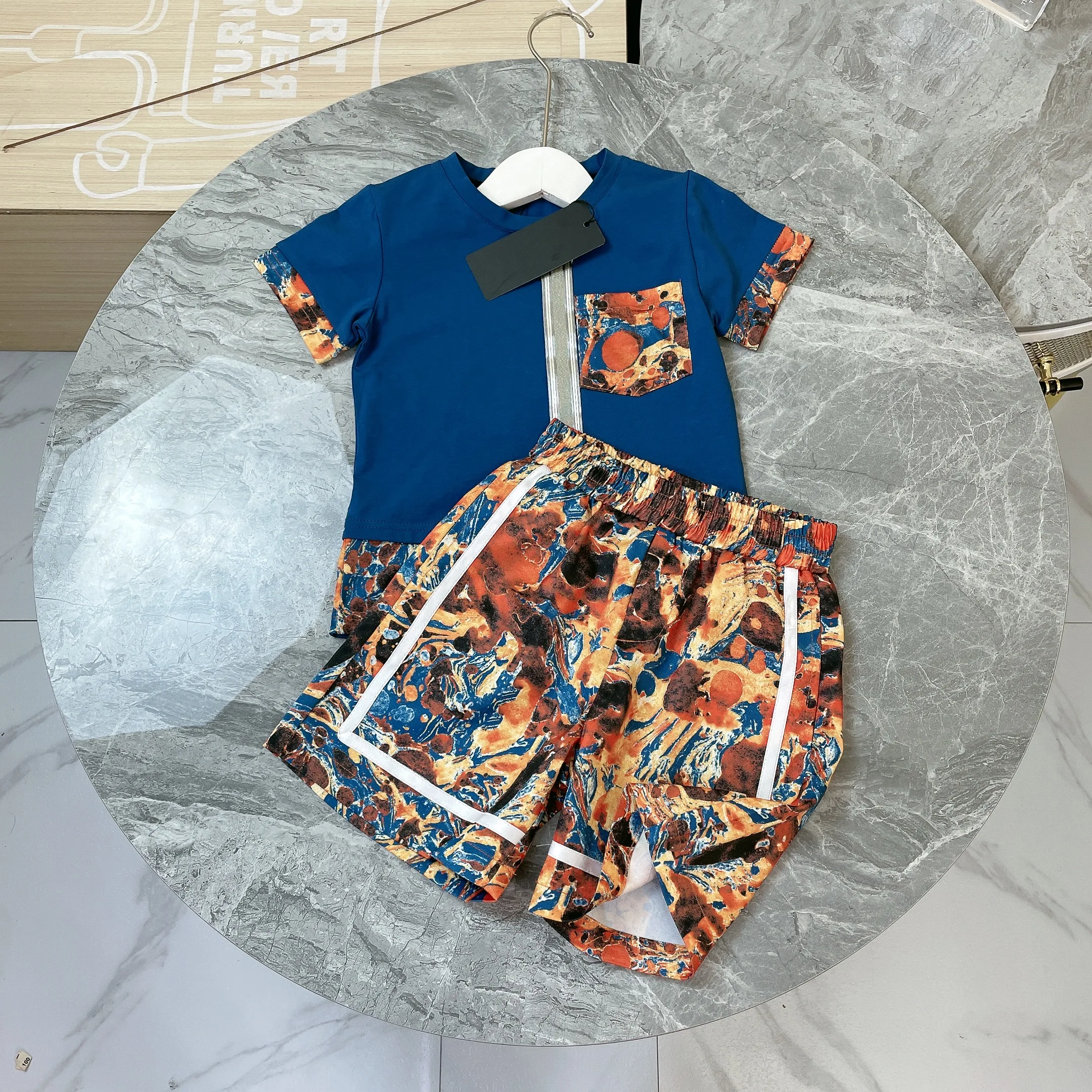

2022 new baby summer fashion short sleeve + Shorts Set children's printed clothes boys' cotton half sleeve top