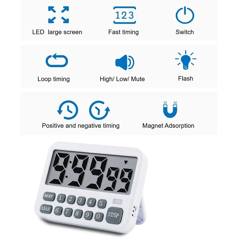 kitchen timer digital kitchen timer magnetic countdown timer with loud alarm big digits back stand for cooking classroom free global shipping