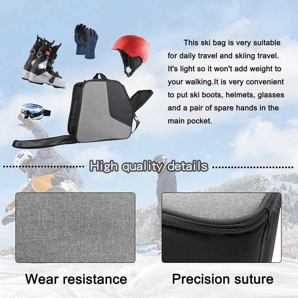 

Storage Ski Boot Bag Black+gray Heat Resistant Portable Roller Skate Thermal Pad 36*24*38cm Universal Brand New
