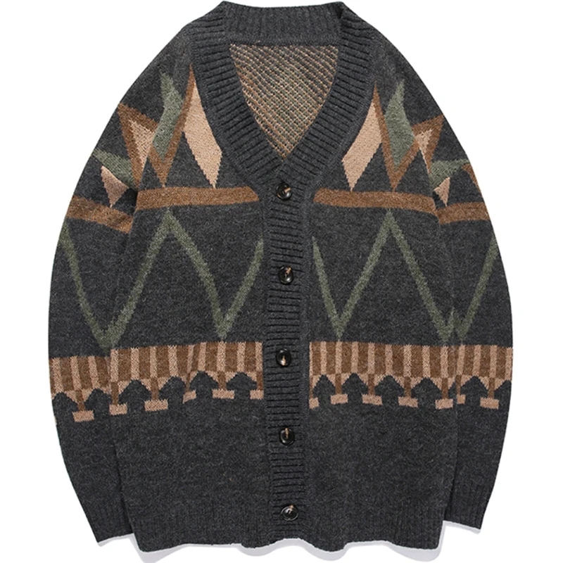 

Cardigan Men Sweater 2021 Winter New Japanese Vintage V-Neck Knitted Coat Streetwear Hip Hop Couples Sweaters Outerwear