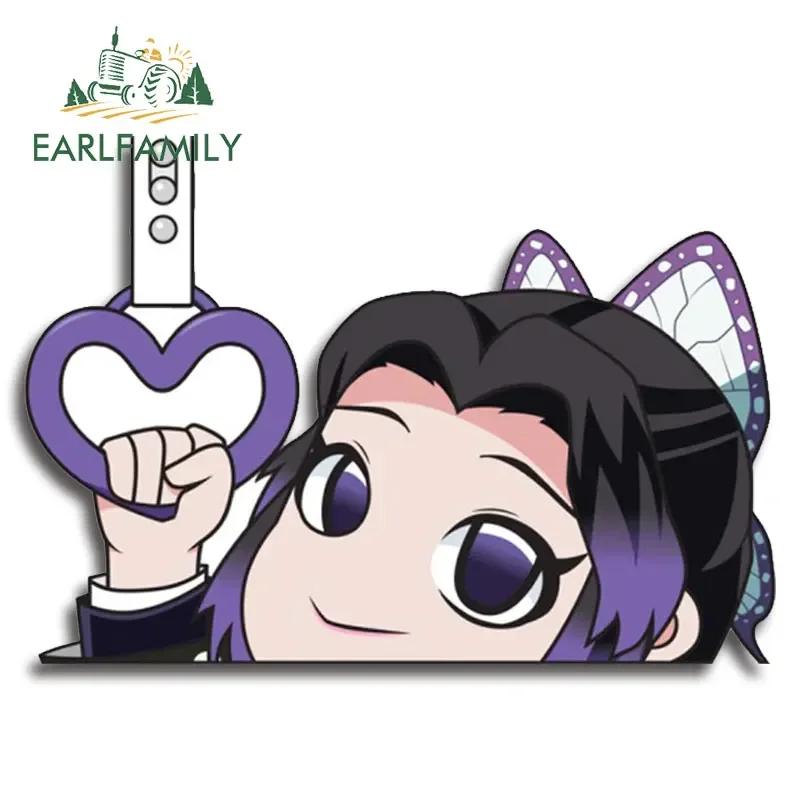 EARLFAMILY 13 см x 9 1 для Kochou Shinobu Peeker автомобильные аксессуары Chibi Стикеры доски
