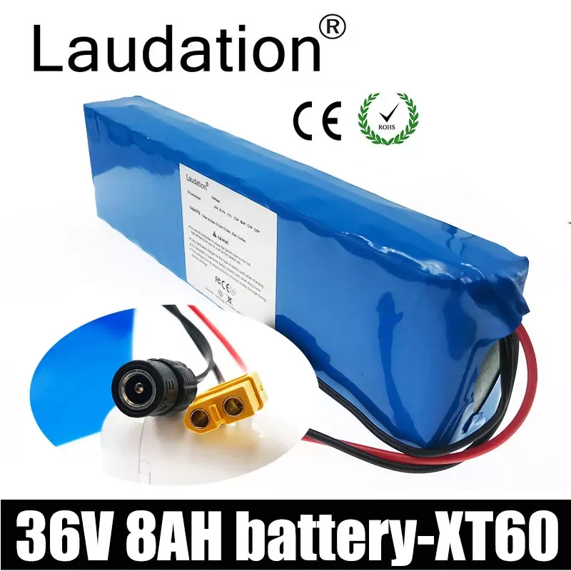 

Laudation 36v 8ah Battery 36v Battery Pack 36v Lithium Battery 10s 3p for 500W Electric Bicycle Motor With 15A Bms And XT60 Plug