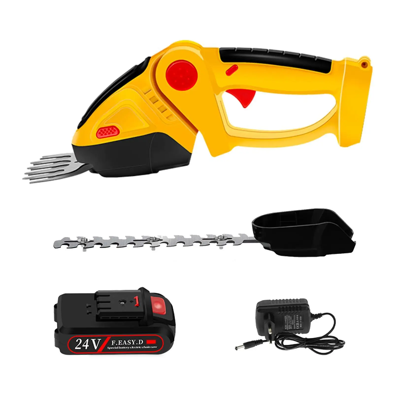 24V 2 In 1 Handheld Electric Hedge Trimmer 13000 Rpm Household Lawn Mower Garden Bush Scissors Grass Scissors Power Tool