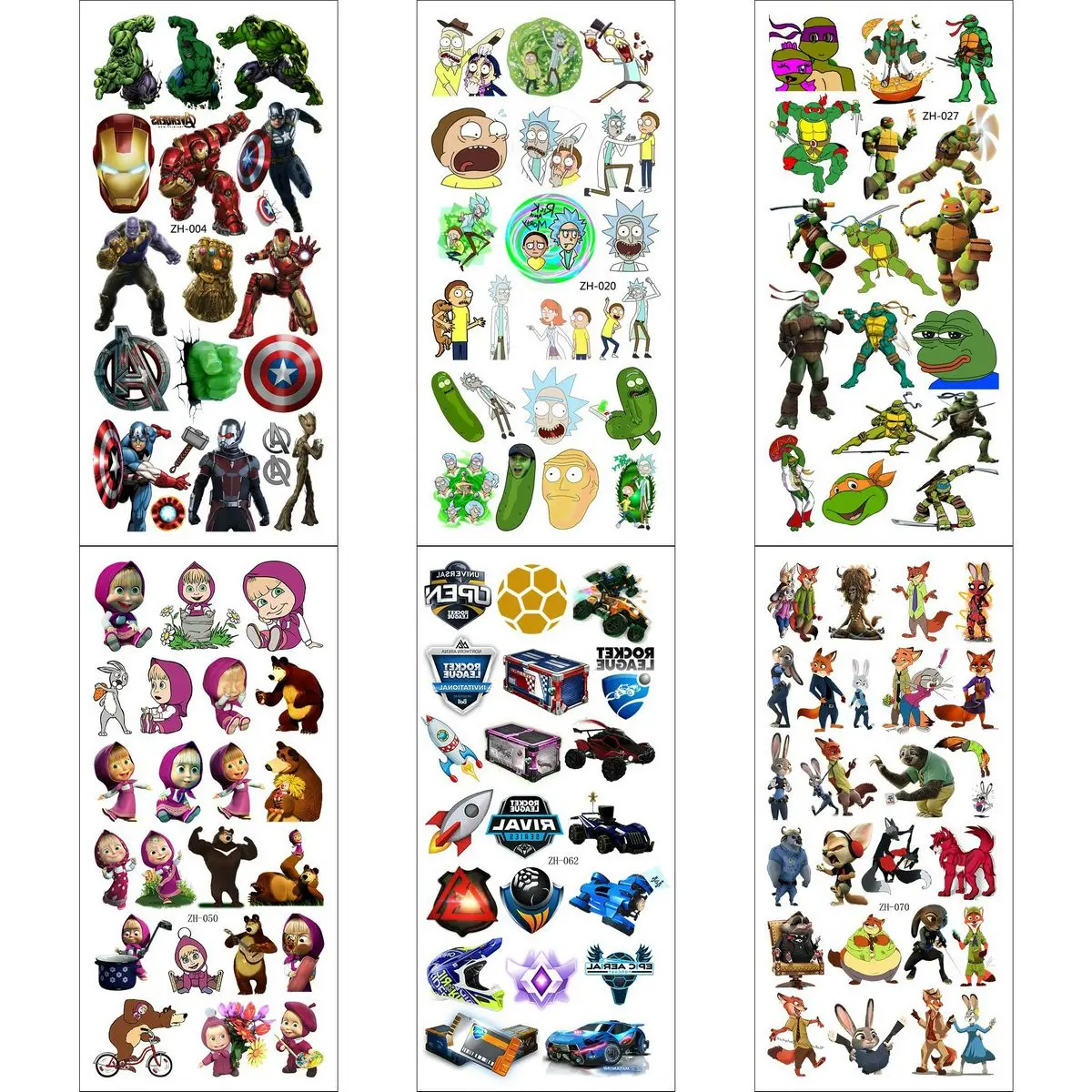 

6 шт./партия, водостойкие Временные татуировки для тела