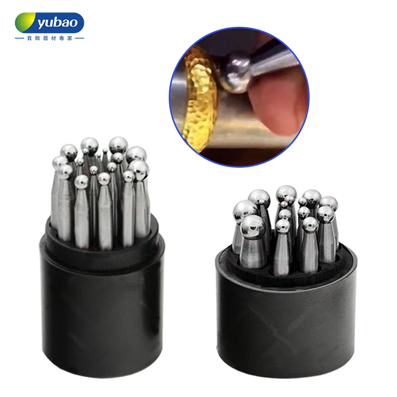 15/17Pcs Jewelry Dapping Punches Set Jewelry Tool Kit Hole Drill Semi-circle Mold Gold Silver Jewelry Bells DIY Making Tools