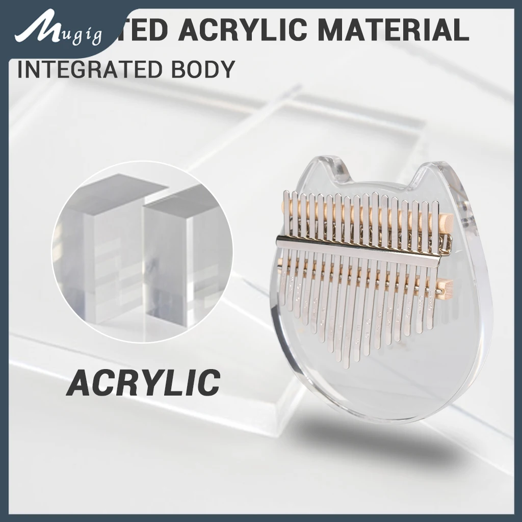 Mugig 17 Keys Thumb Piano Transparent Acrylic Finger Percussion Gifts DIY Kalimba Portable Kit for Kids Adult Beginners (Bear)