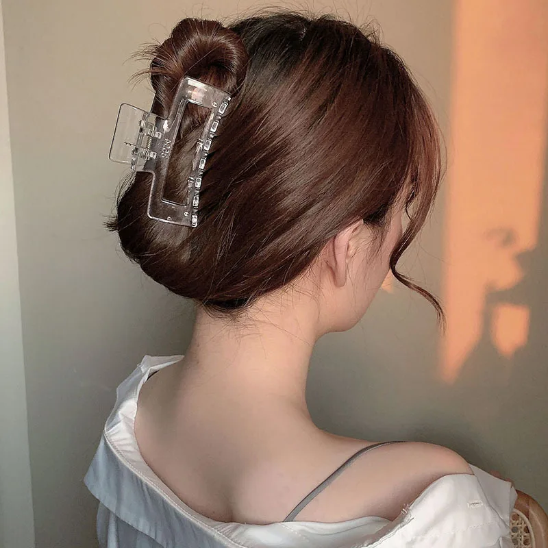 

Прозрачные заколки для волос, заколки-крабы большого размера, простые геометрические заколки для волос, элегантные женские модные аксессуа...