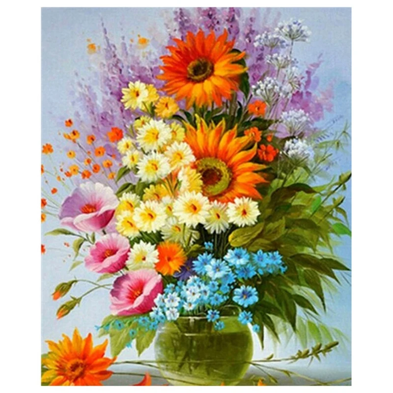 

Diamond Painting Flower Picture Cross Stitch Kit Full Diamond Embroidery Rhinestone Art Pattern Decoration Gift
