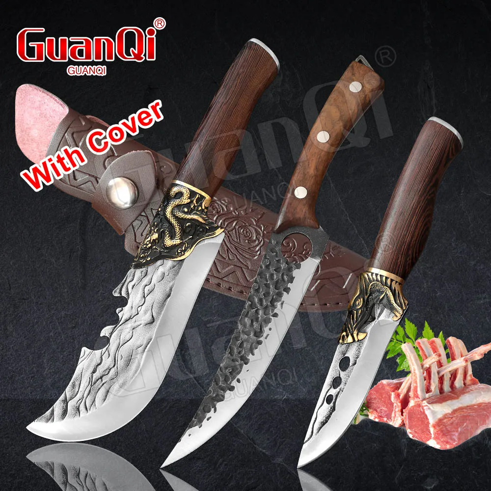 

Forged Stainless Steel Butcher Kitchen Chef Boning Knife Meat Cleaver for Cooking Hunting Knife Outdoor Camping Knife with cover