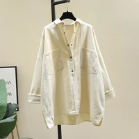 superaen solid thickened cotton apricot shirts coat spring 2022 new retro loose full womens tops
