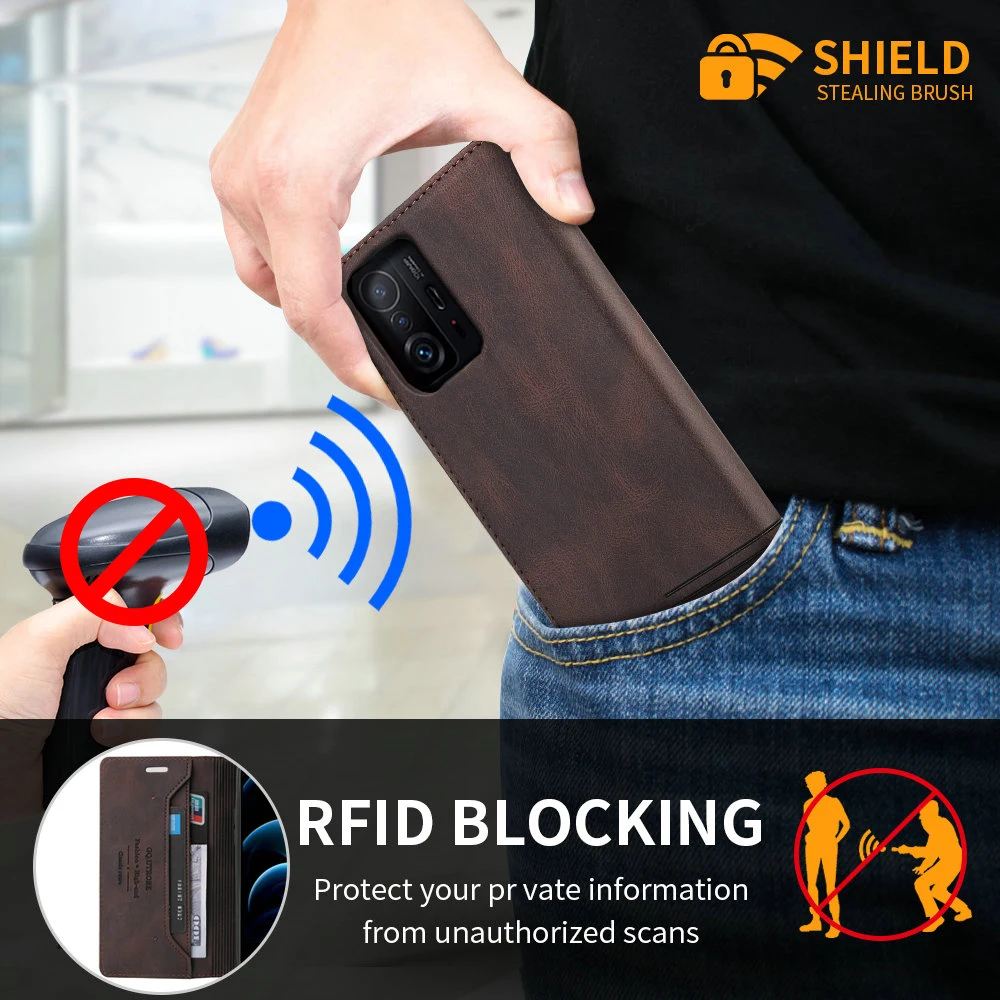 For Xiaomi 12 T Mi 12T 13 11T 12C Flip Case RFID Leather Book Funda Redmi Note 11 Pro Plus Case Mi 11 Lite 5G NE S C 11s 11e 12x