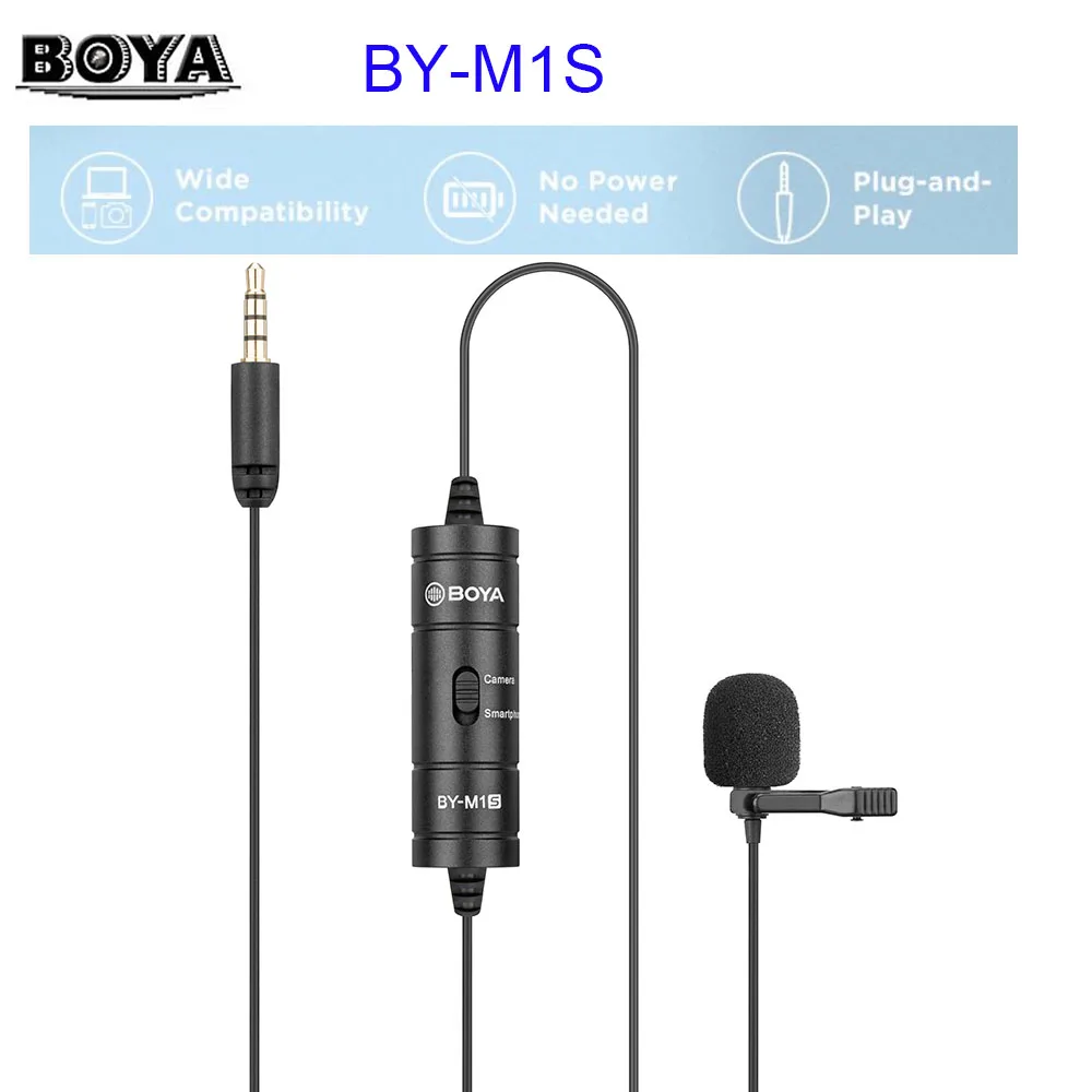 

Новый петличный микрофон BOYA BY-M1S 3,5 мм TRRS для смартфона, ПК, камеры, отворота, записи Youtube, прямой трансляции, 6 м, кабель VS BY-M1
