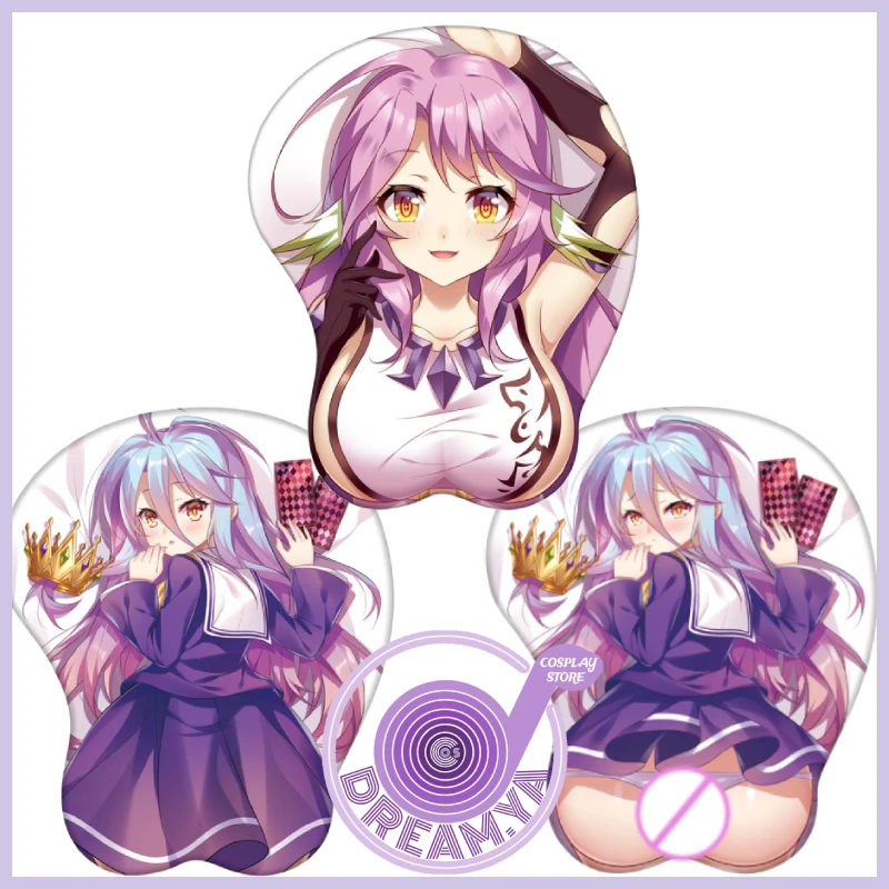

Jibril Shiro 3D Mouse Pad No Game No Life Anime Figure Cartoon Mousepad Silicone Hand Wrist Rest Breast Oppai Mouse Mat Gift