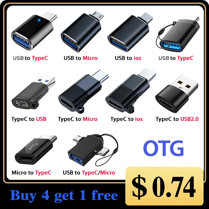 

Адаптер OTG-USB C со светодиодной подсветкой, USB 2022-Type C