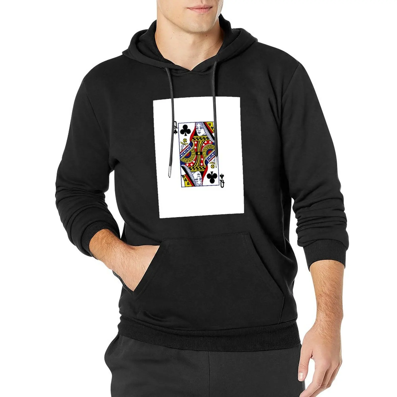 Пуловер с капюшоном Queen of Clubs Playing Card одежда в стиле аниме корейском мужская