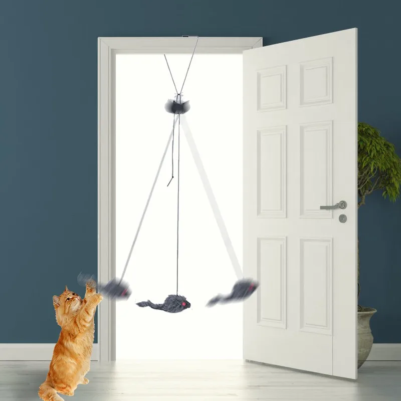 

Simulation Mouse Interactive Cat Toy Funny Feather Mouse with Bell Cat Stick Toy for Kitten Playing Teaser Wand Toy Cat Supplies