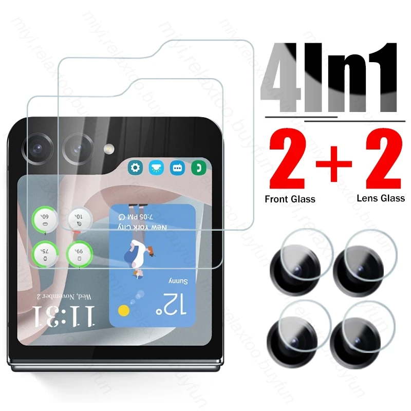 

Чехол ZFlip5 4 в 1, защита для задней панели экрана, закаленное стекло для Samsung Galaxy Z Flip5, Фотокамера, объектив, защитное стекло, Sumsung Flip 5