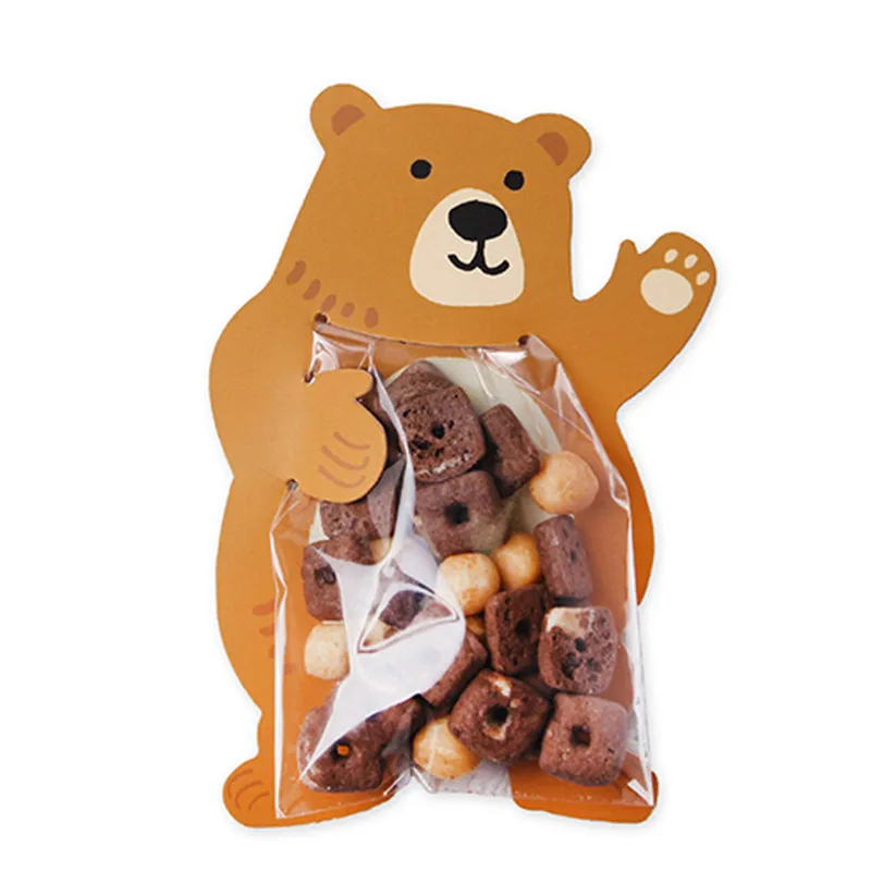 

5Packs Children's Day Cute Cartoon Animal Pouch Food Creative Card Candy Biscuit Packaging Bag Bear Rabbit Baking Decoration Bag