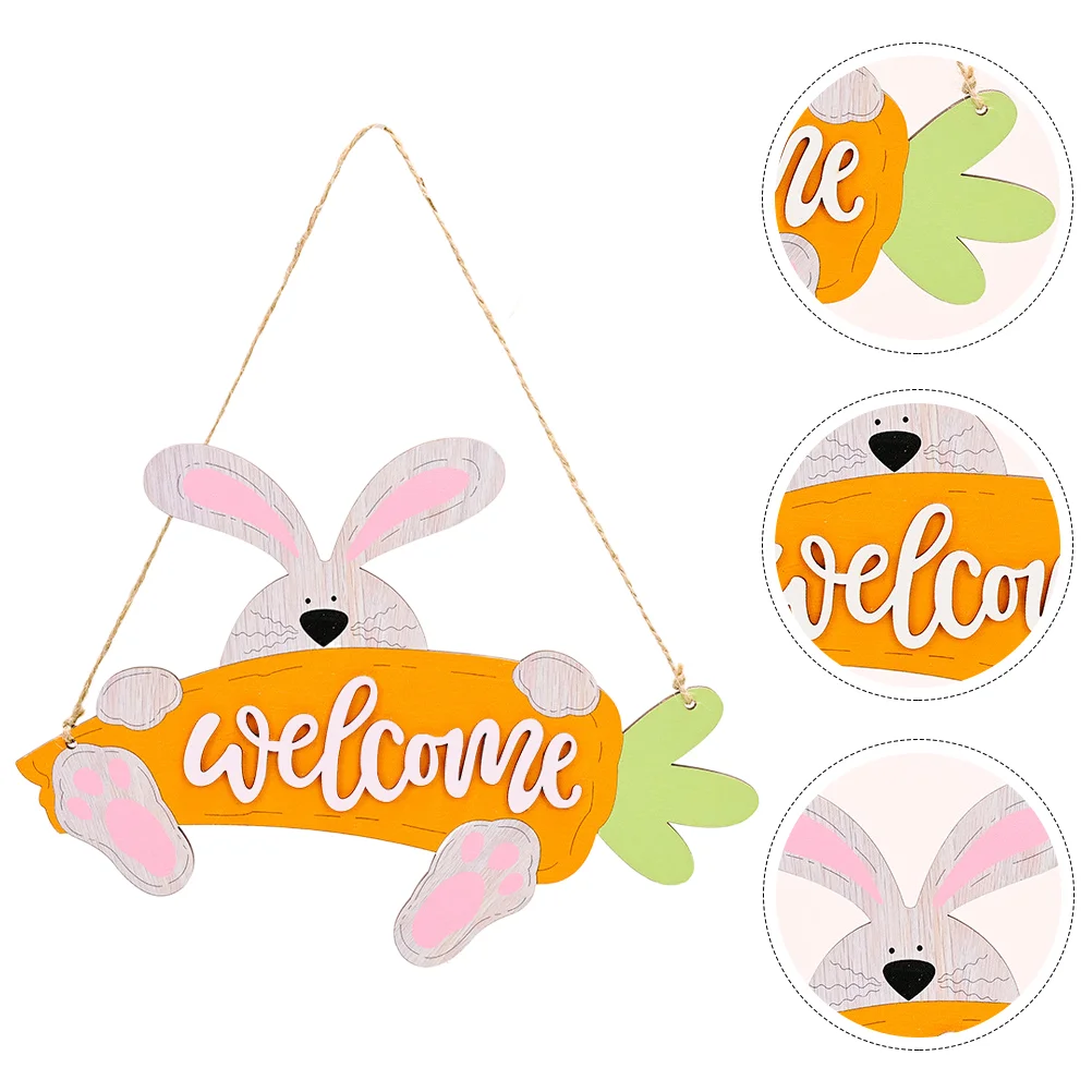 

Easter Hanging Sign Bunny Door Rabbit Wood Adorn Wall Decoration Cutouts Plaques Wooden Hanger