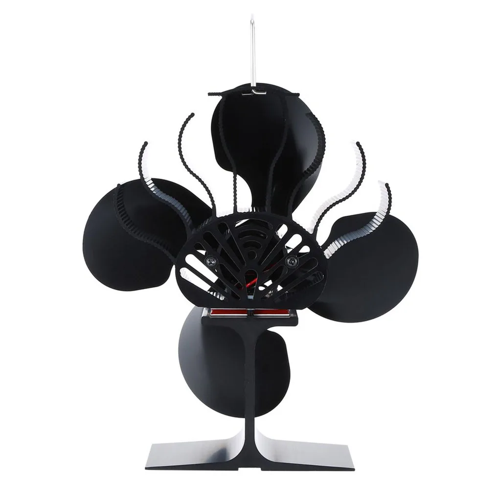 

4 Blade Heat Powered Stove Fan Black Fireplace Fan Burner Eco Friendly Quiet Fan Home Fireplace Fan Efficient Heat Distribution